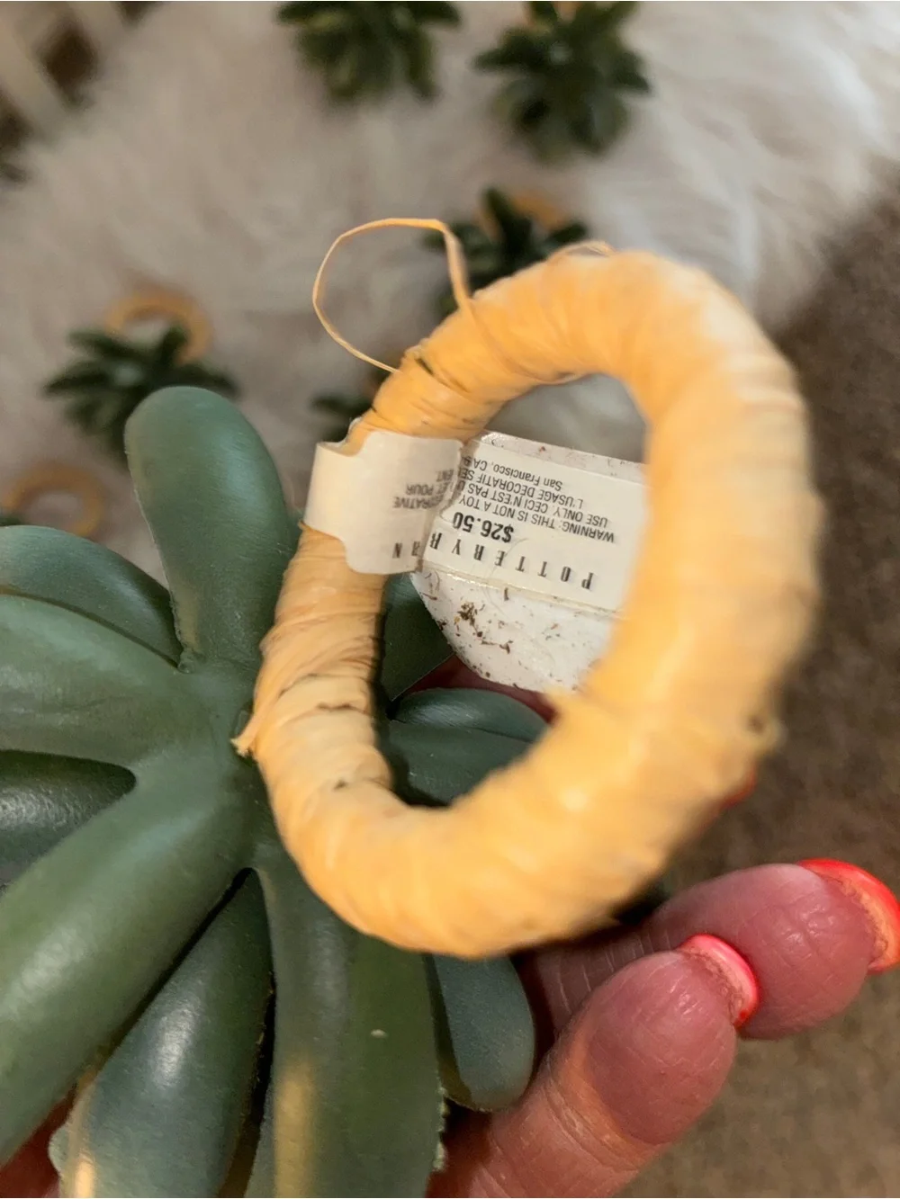 Pottery Barn Succulent green napkin rings set 8